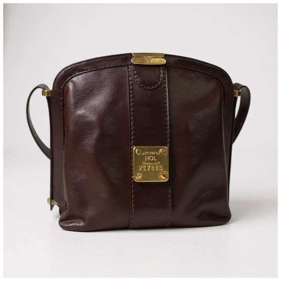 Vintage HCL Leather Crossbody Bag W/ Gold Accents - Picture 10 of 13